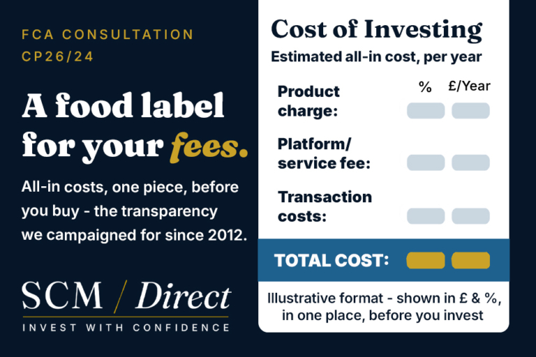 Food label image showing the cost of investing clearly laid out in a table.