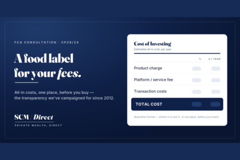 Food label image showing the cost of investing clearly laid out in a table.